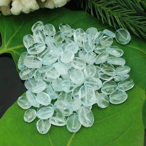 gemsmore:Genuine Blue Aquamarine Drilled Beads Lot