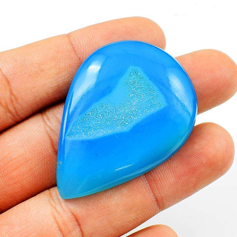 gemsmore:Genuine Blue Druzy Onyx Pear Shape Untreated Loose Gemstone