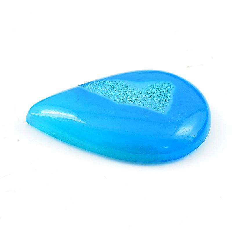 gemsmore:Genuine Blue Druzy Onyx Pear Shape Untreated Loose Gemstone