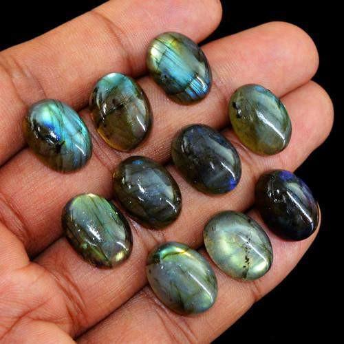 gemsmore:Genuine Blue Labradorite Oval Shaped Gemstone Lot