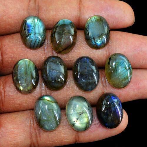 gemsmore:Genuine Blue Labradorite Oval Shaped Gemstone Lot