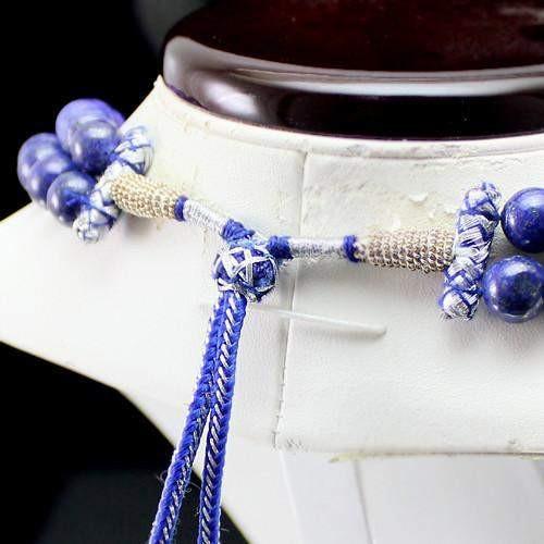 gemsmore:Genuine Blue Lapis Lazuli 2 line Beads Necklace
