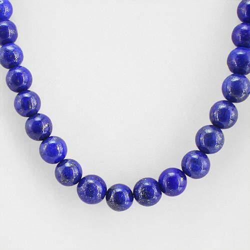 gemsmore:Genuine Blue Lapis Lazuli Beads Necklace Strand
