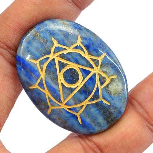 gemsmore:Genuine Blue Lapis Lazuli Oval Shaped Gemstone