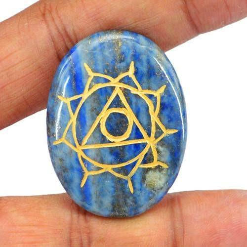 gemsmore:Genuine Blue Lapis Lazuli Oval Shaped Gemstone