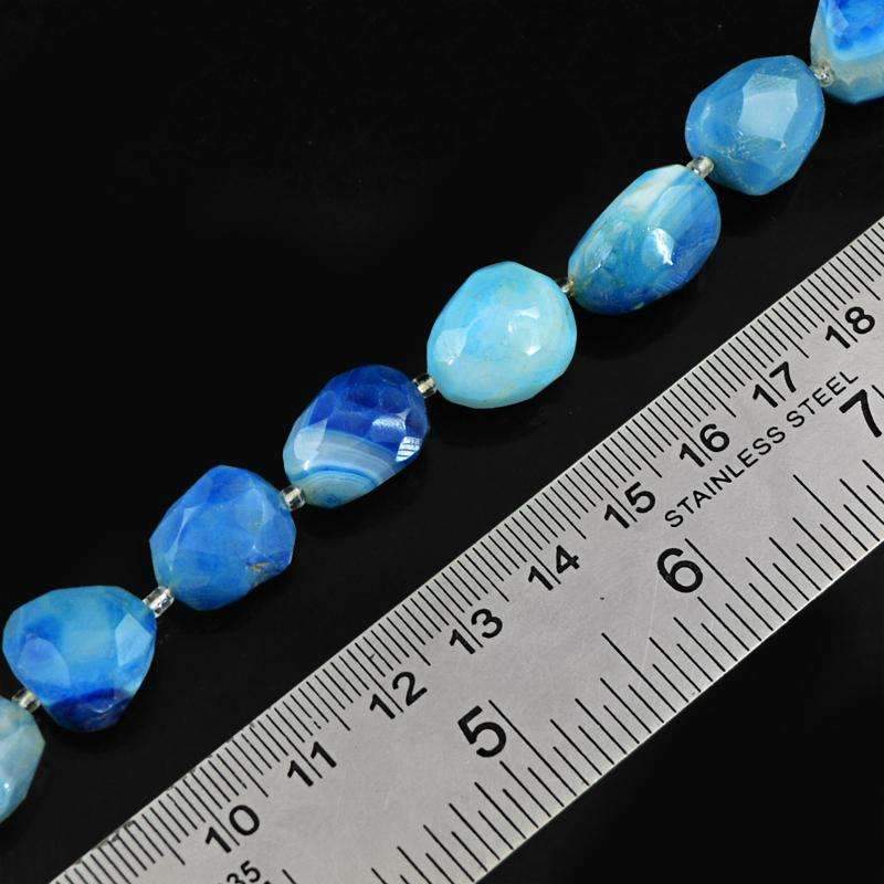 gemsmore:Genuine Blue Onyx Beads Strand Natural Faceted Drilled