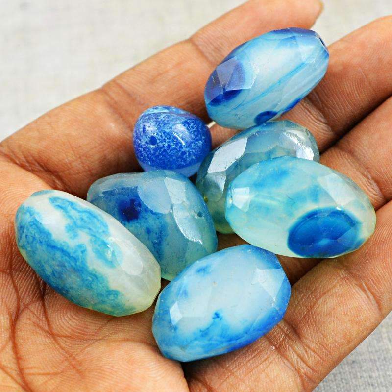 gemsmore:Genuine Blue Onyx Drilled Beads Lot - Natural Faceted