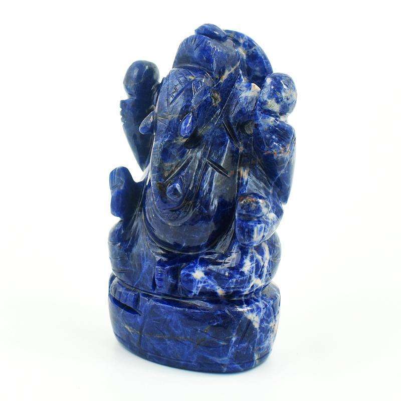 gemsmore:Genuine Blue Sodalite Carved Ganesha Idol - healing Crystals