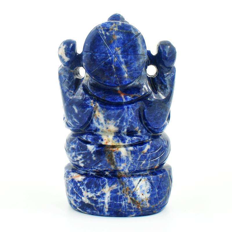 gemsmore:Genuine Blue Sodalite Carved Ganesha Idol - healing Crystals