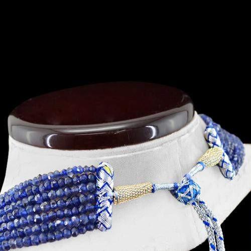 gemsmore:Genuine Blue Tanzanite 7 Line Faceted Baeds Necklace