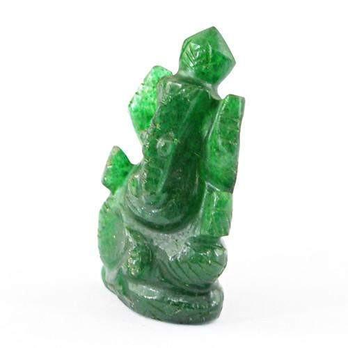 gemsmore:Genuine Carved Ganesha Green Jade Gemstone