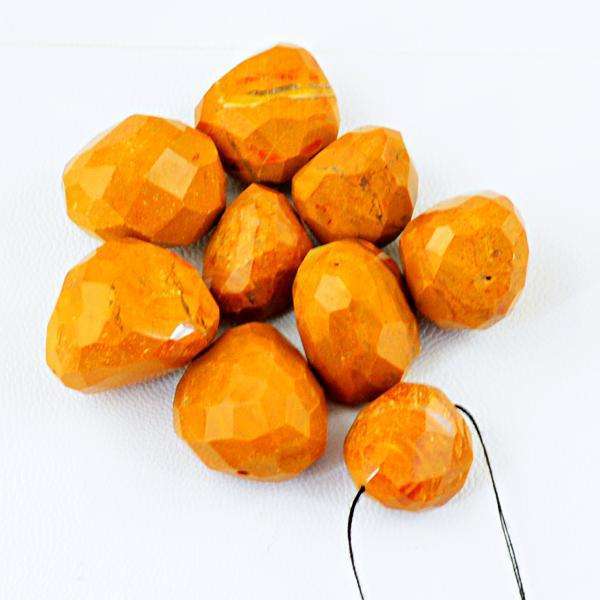 gemsmore:Genuine Faceted Jasper Untreated Drilled Beads Lot