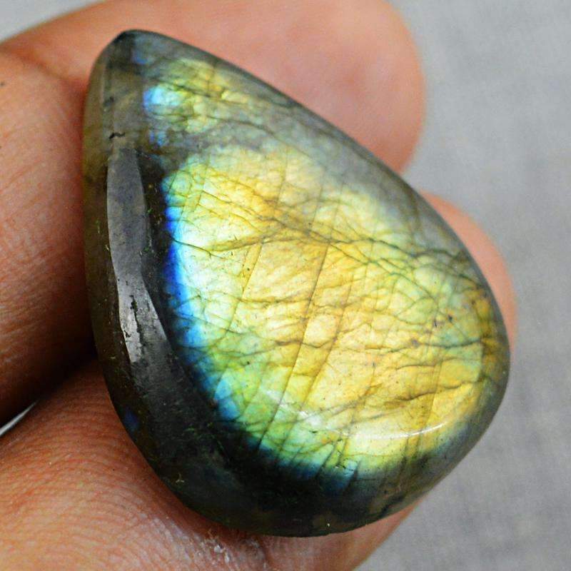 gemsmore:Genuine Golden Flash Labradorite Gemstone - Natural Pear Shape