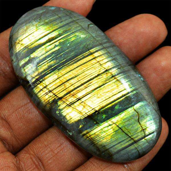 gemsmore:Genuine Golden Flash Oval Shape Labradorite Loose Gemstone