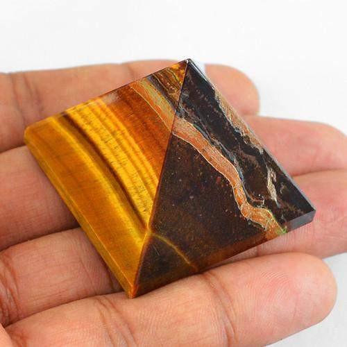 gemsmore:Genuine Golden Tiger Eye AAA Healing Pyramid