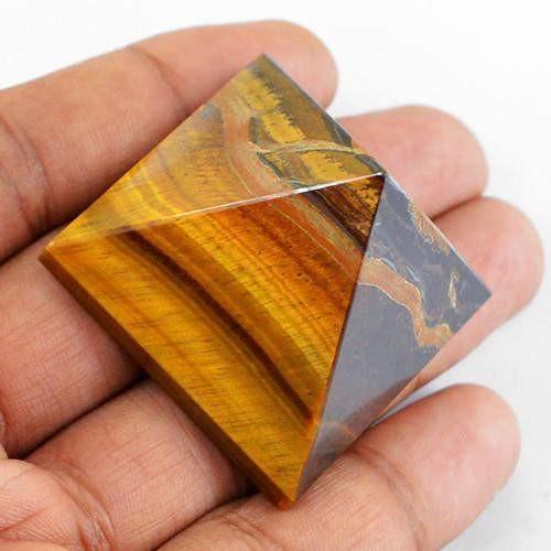 gemsmore:Genuine Golden Tiger Eye AAA Healing Pyramid