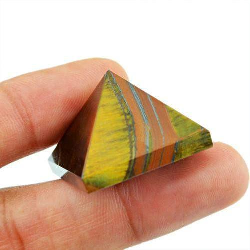 gemsmore:Genuine Golden Tiger Eye AAA Healing Pyramid