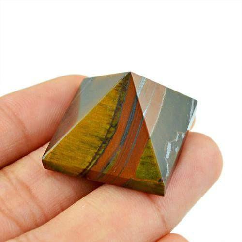 gemsmore:Genuine Golden Tiger Eye AAA Healing Pyramid