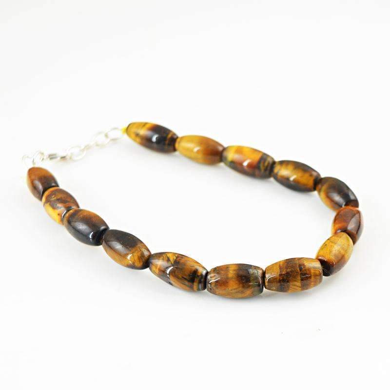gemsmore:Genuine Golden Tiger Eye Bracelet Natural Untreated Beads