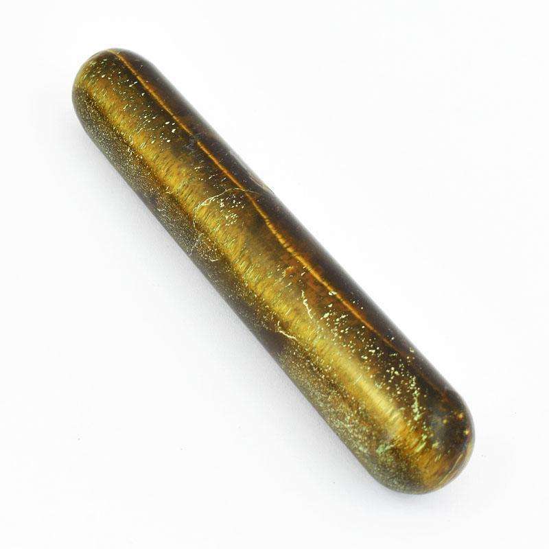 gemsmore:Genuine Golden Tiger Eye Hand Carved Healing Massage Wand