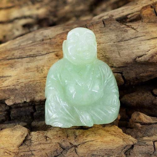 gemsmore:Genuine Green Aquamarine Carved Buddha Gemstone