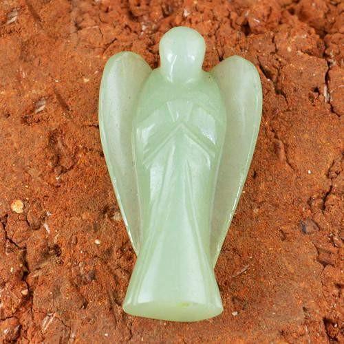 gemsmore:Genuine Green Aquamarine Carved Healing Angel Gemstone