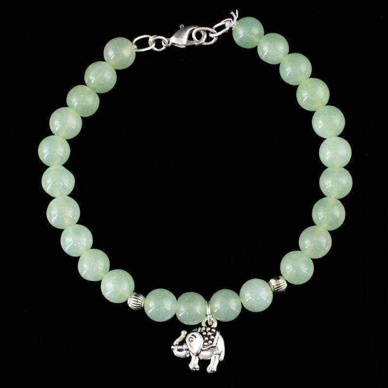gemsmore:Genuine Green Aquamarine Round Beads Bracelet Natural Untreated