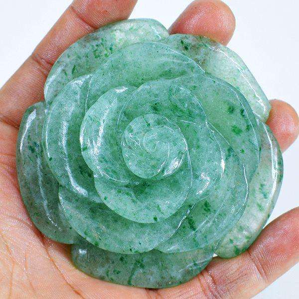 gemsmore:Genuine Green Aventurine Hand Carved Rose