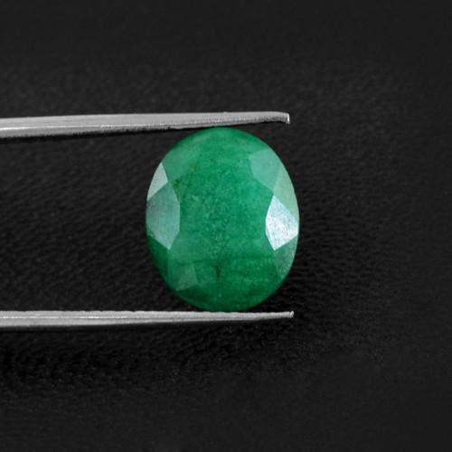 gemsmore:Genuine Green Emerald Faceted Gemstone