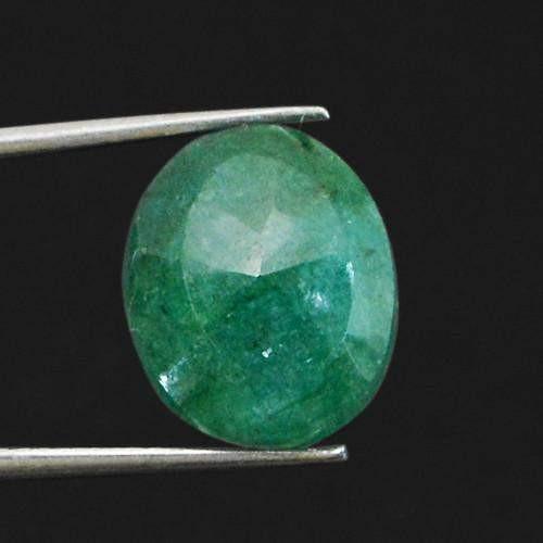 gemsmore:Genuine Green Emerald Oval Faceted Gemstone