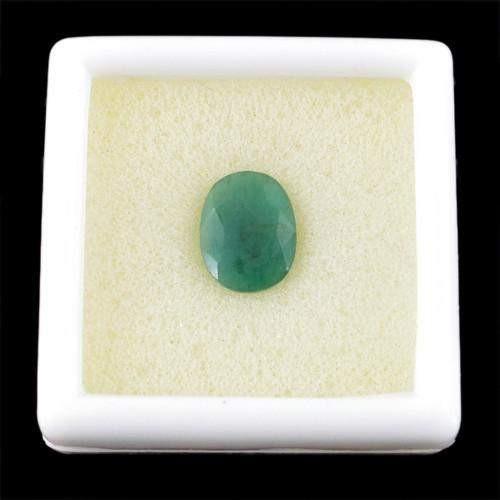 gemsmore:Genuine Green Emerald Oval Faceted Gemstone