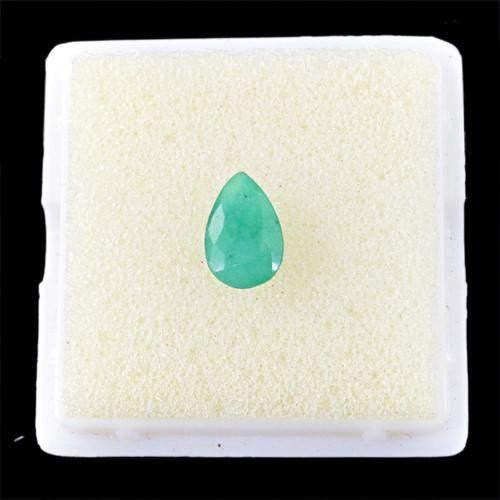 gemsmore:Genuine Green Emerald Pear Faceted Gemstone