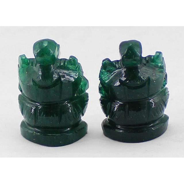 gemsmore:Genuine Green Jade Carved Ganesha Gemstone Lot