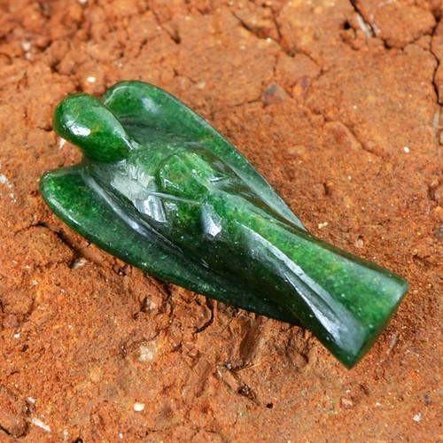 gemsmore:Genuine Green Jade Carved Healing Angel Gemstone