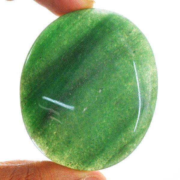 gemsmore:Genuine Green Jade Oval Shape Untreated Loose Gemstone
