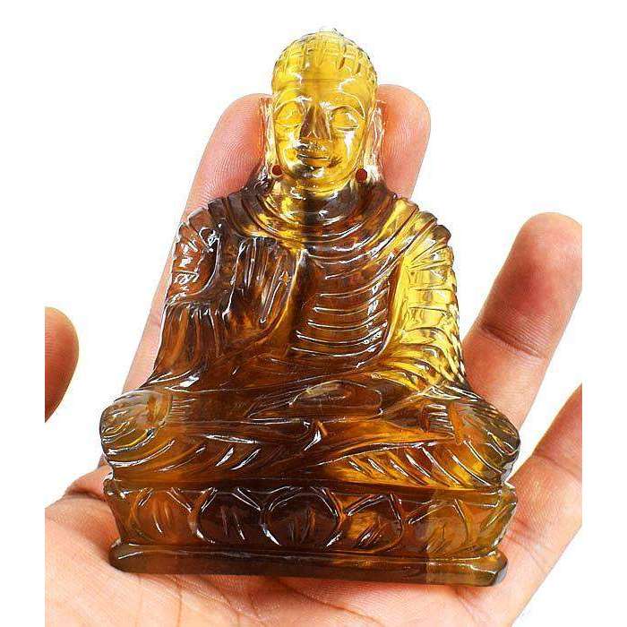 gemsmore:Genuine Hand Carved Fluorite Lord Buddha Idol