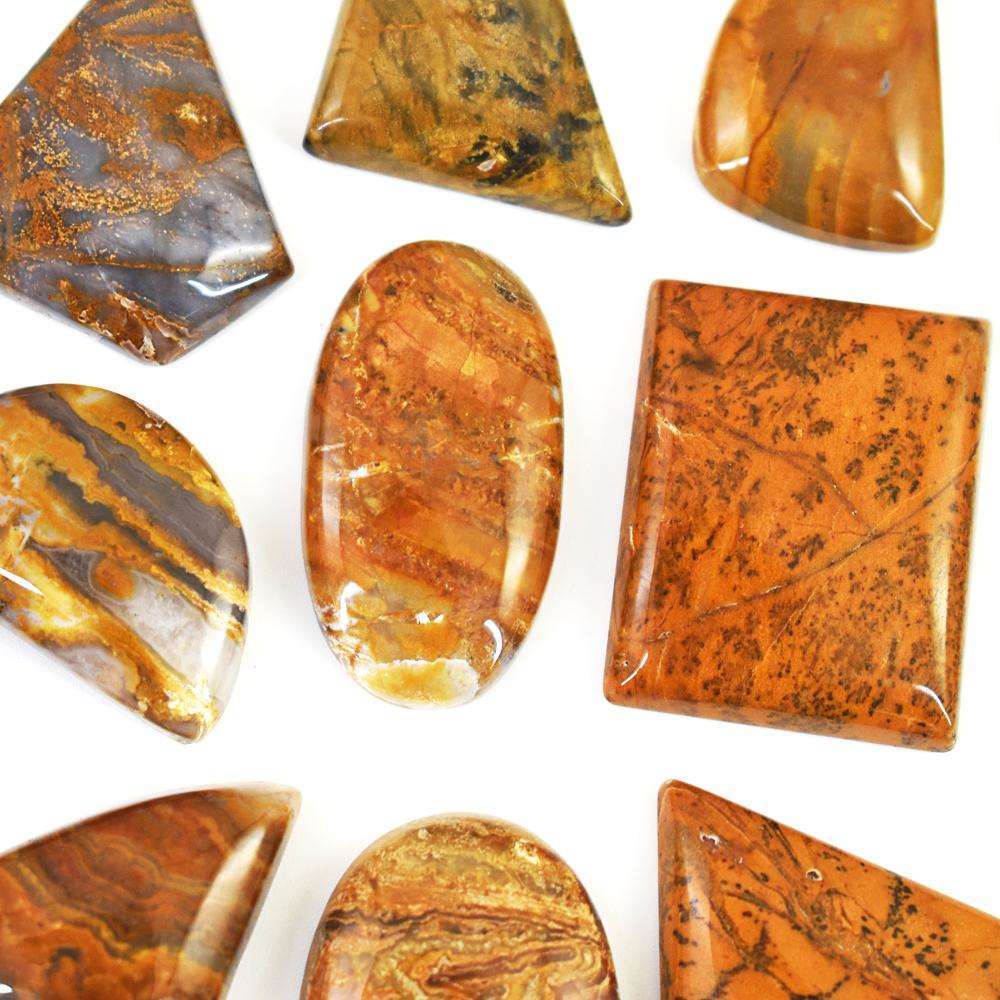 gemsmore:Genuine Honey Dendrite & Dragon Egg Jasper Untreated Gemstone Cabochon Lot