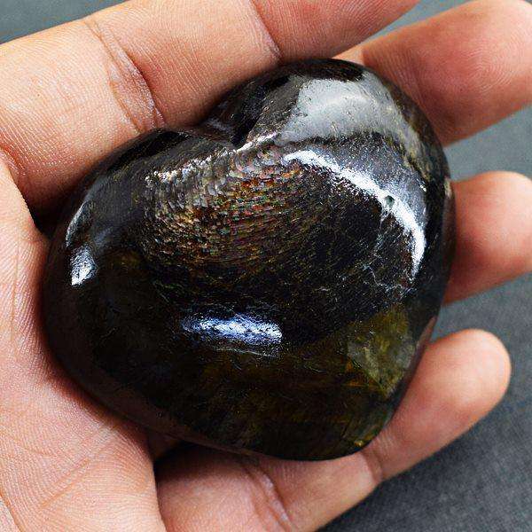 gemsmore:Genuine Labradorite Carved Heart Shape Cabochon