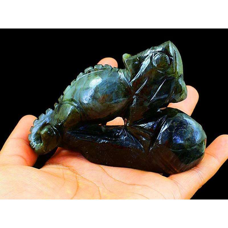 gemsmore:Genuine Labradorite Hand Carved Chameleon Gemstone