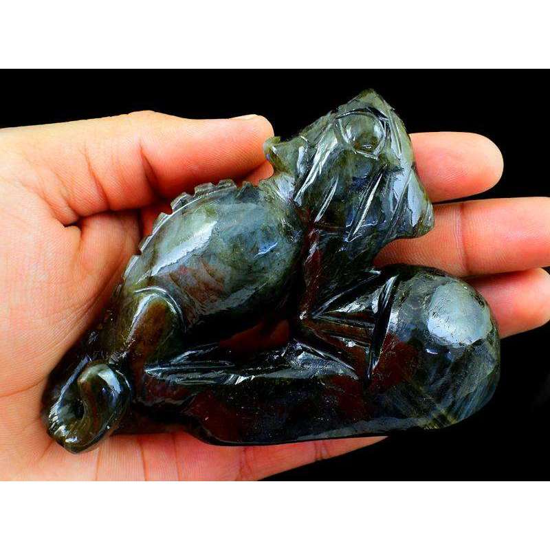 gemsmore:Genuine Labradorite Hand Carved Chameleon Gemstone