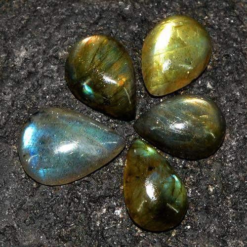 gemsmore:Genuine Labradorite Pear Shaped Gemstone Lot