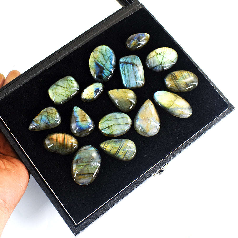 gemsmore:Genuine Labradorite Untreated Gemstone Cabochon Lot