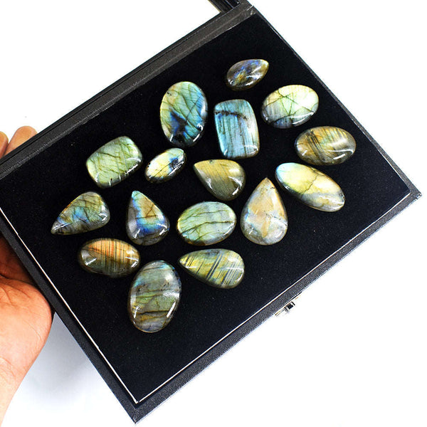 gemsmore:Genuine Labradorite Untreated Gemstone Cabochon Lot