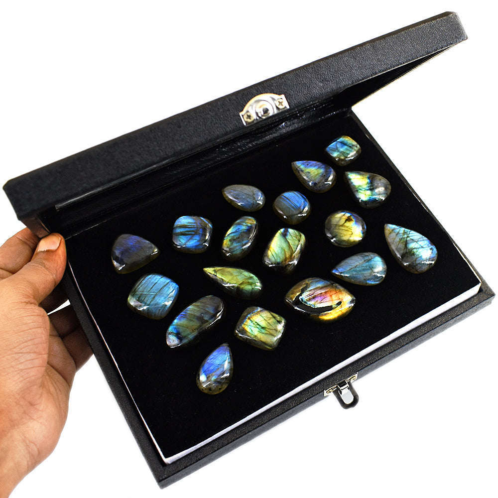 gemsmore:Genuine Labradorite Untreated Gemstone Cabochon Lot