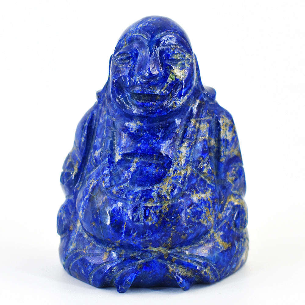 gemsmore:Genuine Lapis Lazuli  Hand Carved Genuine Crystal Gemstone Carving Laughing Buddha