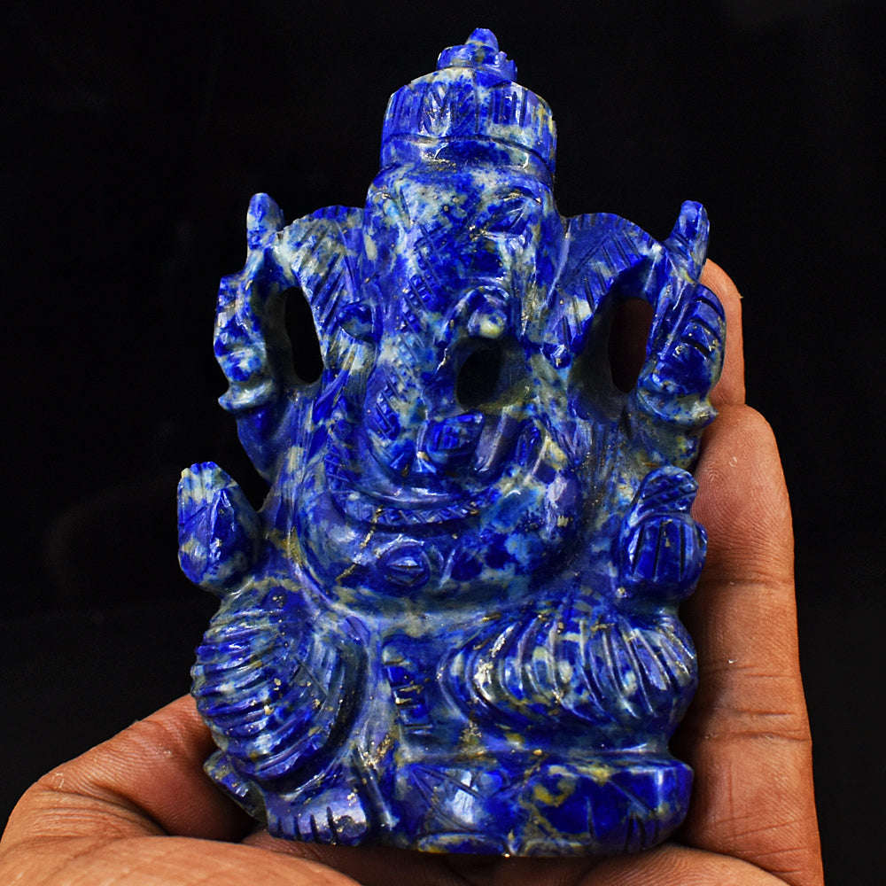 gemsmore:Genuine Lapis Lazuli  Hand Carved Genuine Crystal Gemstone Carving Lord Ganesha