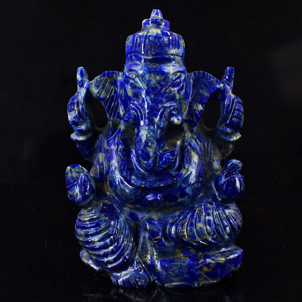 gemsmore:Genuine Lapis Lazuli  Hand Carved Genuine Crystal Gemstone Carving Lord Ganesha