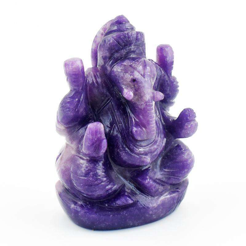 gemsmore:Genuine Lepidolite Carved Ganesha Idol - healing Crystals