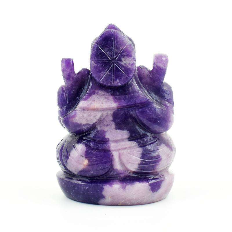 gemsmore:Genuine Lepidolite Carved Ganesha Idol - healing Crystals