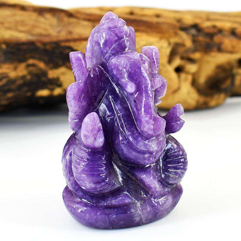 gemsmore:Genuine Lepidolite Hand Carved Genuine Crystal Gemstone Carving Lord Ganesha